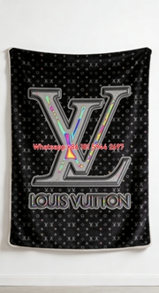 LV Holographic Black Blanket LV Iridescent Logo Throw IMG_3275